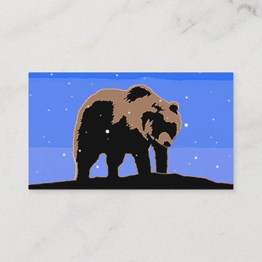 Grizzlybär im Winter - Original Wildlife Art Visitenkarte (Rückseite)