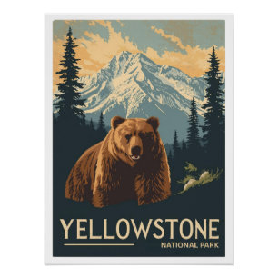 Grizzlybär im Yellowstone-Nationalpark Poster