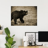 Grizzlybär in der Antike Poster (Heimbüro)
