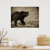 Grizzlybär in der Antike Poster (Küche)