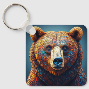 Grizzlybär in künstlerischem Design Schlüsselanhänger