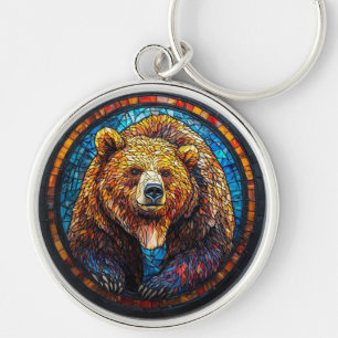 Grizzlybär in künstlerischem Design Schlüsselanhänger