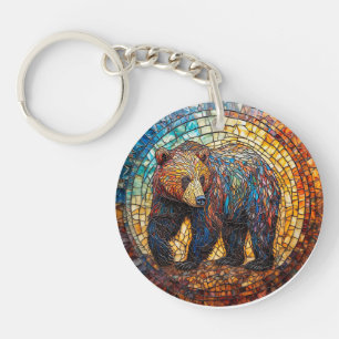 Grizzlybär in künstlerischem Design Schlüsselanhänger
