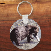 Grizzlybär isst einen Lachs Schlüsselanhänger (Vorderseite)