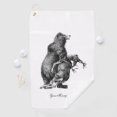 Grizzlybär Jagd Hirsch Einfach Zeichnend Golfhandtuch (Insitu)