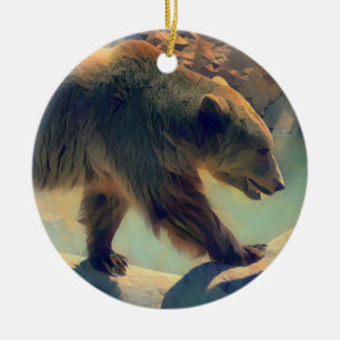 Grizzlybär Keramik Ornament