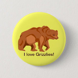 Grizzlybär-Knopf Button