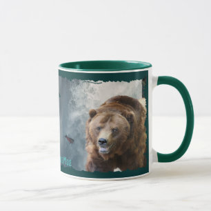 Grizzlybär, Lachs & Wasserfall Tasse