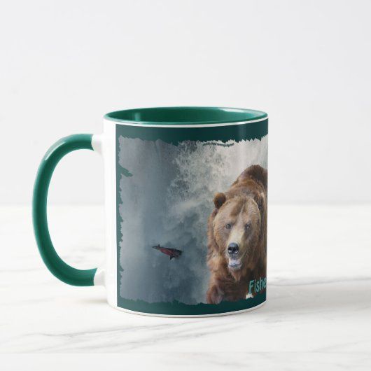 Grizzlybär, Lachs & Wasserfall Tasse (Links)
