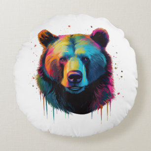 Grizzlybär Liebhaber des Pops Art Big Grizzly Bäre Rundes Kissen