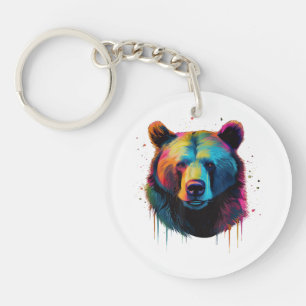 Grizzlybär Liebhaber des Pops Art Big Grizzly Bäre Schlüsselanhänger