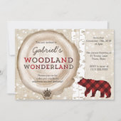 Grizzlybär lumberjack karierte Geburtstagsparty Einladung (Vorderseite)