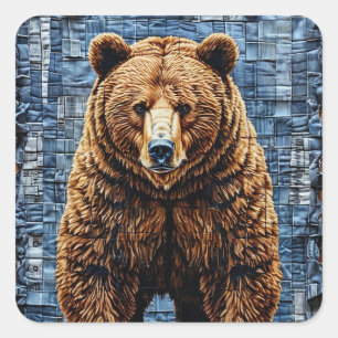 Grizzlybär Mächtiges Wildnis-Geschenk Quadratischer Aufkleber