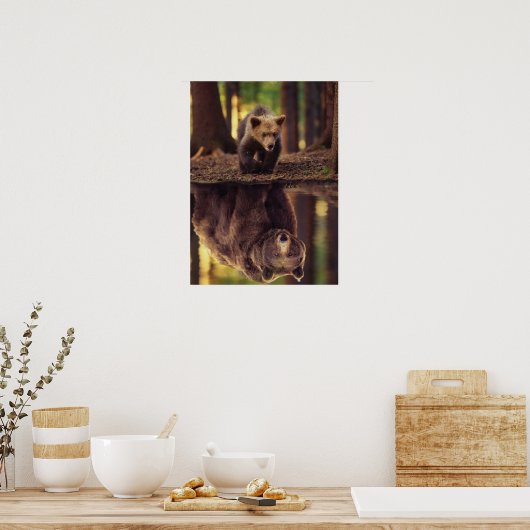 Grizzlybär Mindset - kalter Wasserreflektion Poster (Küche)