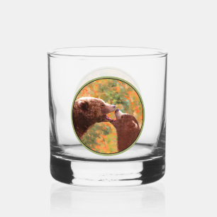 Grizzlybär-Mutter-und-Kind-Malerei-Wildtierkunst Whiskyglas