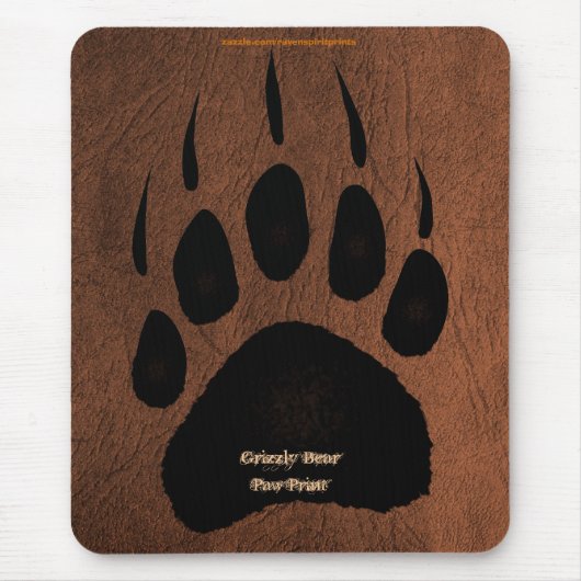 Grizzlybär Pawprint auf Imitate Leather Mousepad (Vorne)
