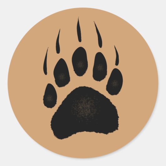 Grizzlybär Pawprint Runder Aufkleber (Vorderseite)