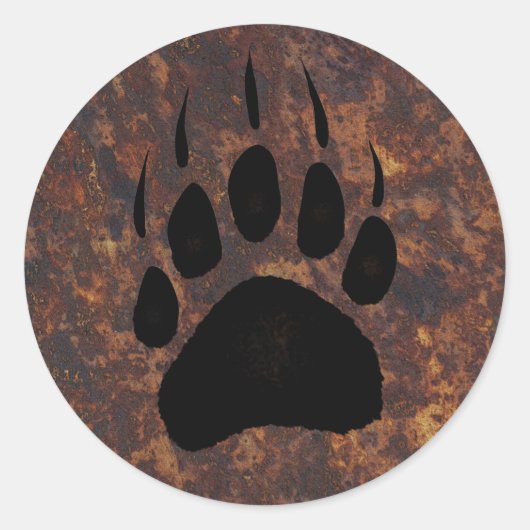 Grizzlybär Pawprint Runder Aufkleber (Vorderseite)