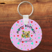 Grizzlybär Pink Schlüsselanhänger (Vorderseite)