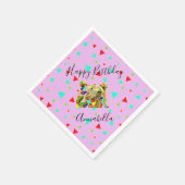 Grizzlybär Pink Serviette (Ecke)