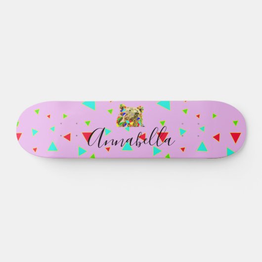 Grizzlybär Pink Skateboard (Horizontal)