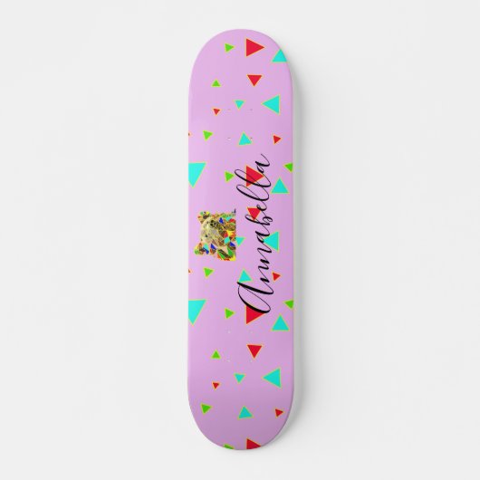 Grizzlybär Pink Skateboard (Vorne)