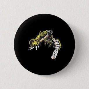Grizzlybär platzt durch einen beißenden Hockeyschl Button