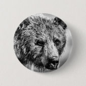 Grizzlybär-Portrait Button (Vorderseite)