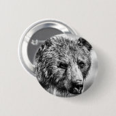 Grizzlybär-Portrait Button (Vorne & Hinten)