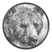 Grizzlybär-Portrait Eishockey Puck (Vorderseite)
