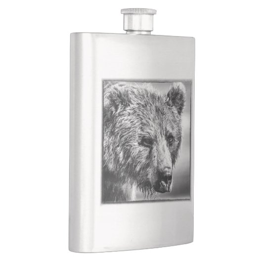 Grizzlybär-Portrait Flachmann (Rechts)