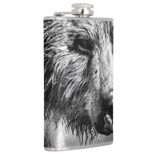 Grizzlybär-Portrait Flachmann (Rechts)