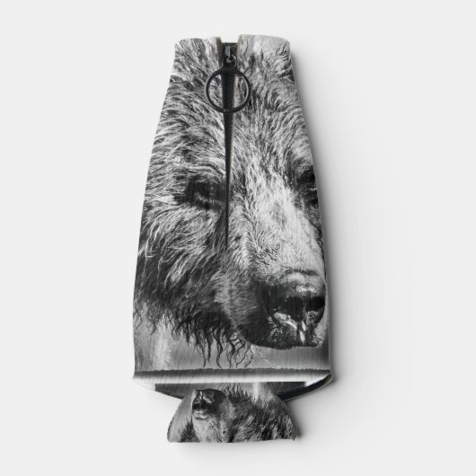 Grizzlybär-Portrait Flaschenkühler (Rückseite)