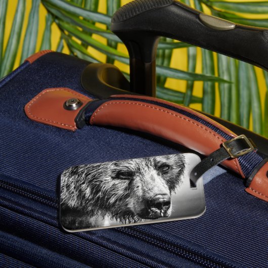 Grizzlybär-Portrait Gepäckanhänger (Vorderseite Insitu 3)