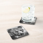 Grizzlybär-Portrait Getränkeuntersetzer (Rechte Seite)