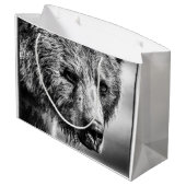 Grizzlybär Portrait große Geschenktasche Geschenktüte (Rückseite Schrägansicht)