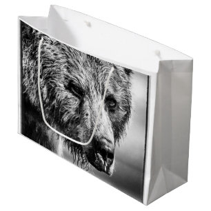Grizzlybär Portrait große Geschenktasche Geschenktüte