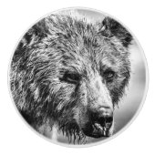 Grizzlybär-Portrait Keramikknauf (Vorderseite)