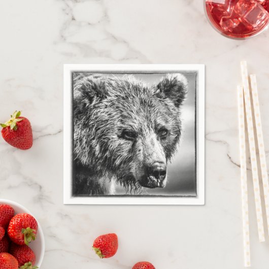 Grizzlybär-Portrait Serviette (Beispiel)