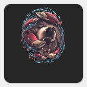 Grizzlybär Quadratischer Aufkleber (Vorderseite)