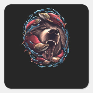 Grizzlybär Quadratischer Aufkleber