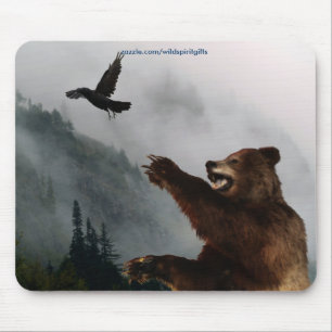 Grizzlybär & Raven Fantasy Wildlife Mousepad