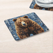 Grizzlybär Rechteckiger Pappuntersetzer (angewinkelt)
