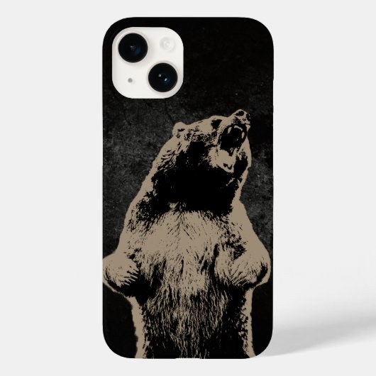 Grizzlybär Roaring Black Grunge Case-Mate iPhone Hülle (Rückseite)
