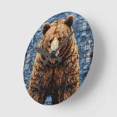 Grizzlybär Runde Wanduhr (Winkel)