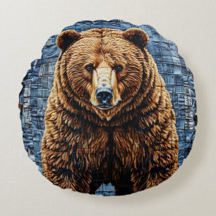 Grizzlybär Rundes Kissen