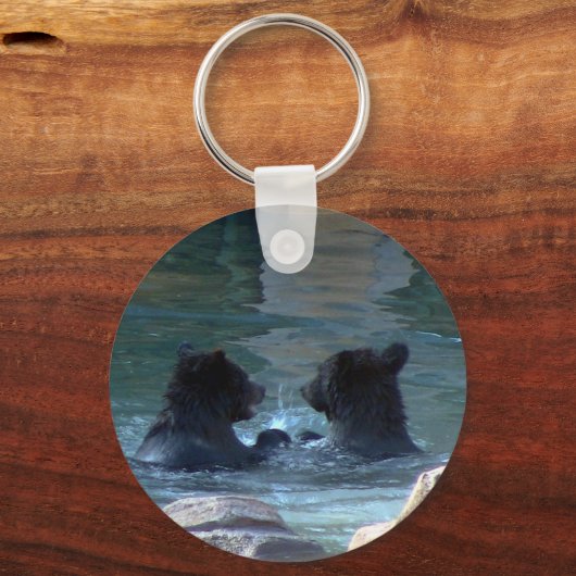 Grizzlybär Schwimmbad Party Schlüsselanhänger (Vorderseite)