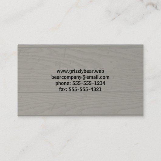 Grizzlybär Silhouette Rustikale, gewitterte Imitat Visitenkarte (Rückseite)