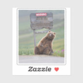 Grizzlybär spielt mit Schild Aufkleber (Blatt)