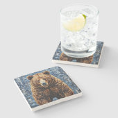 Grizzlybär Steinuntersetzer (Seitenansicht)